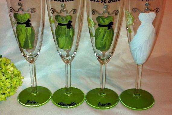 Painted champagne flute
