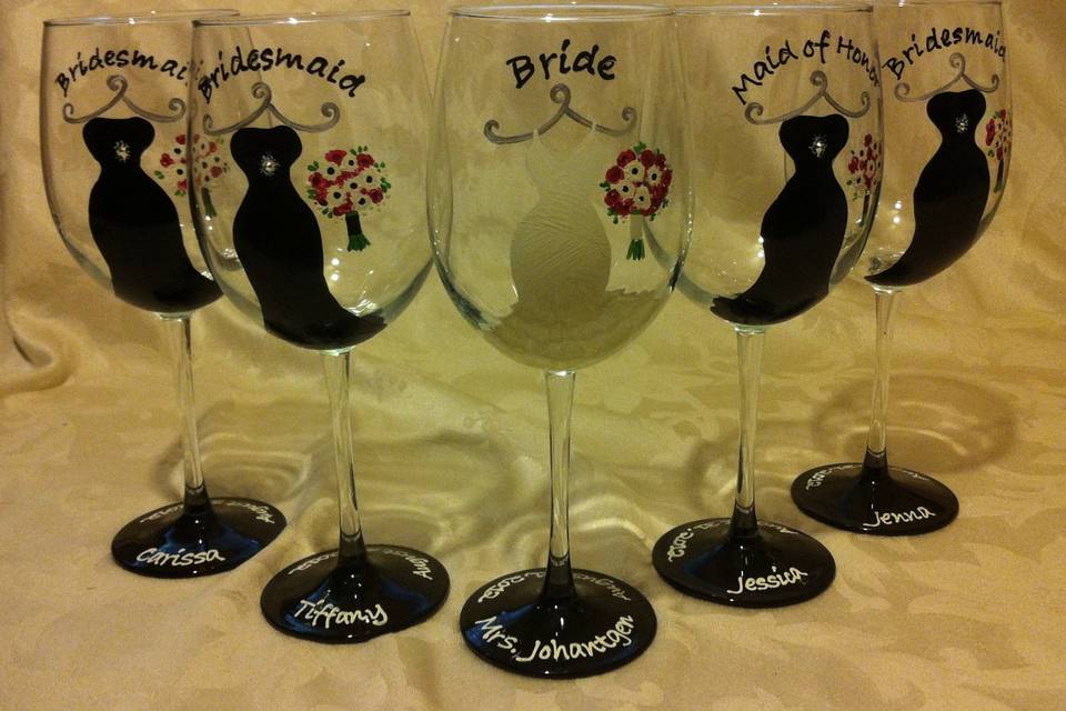 Painted wine glass