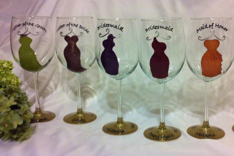 Painted wine glass