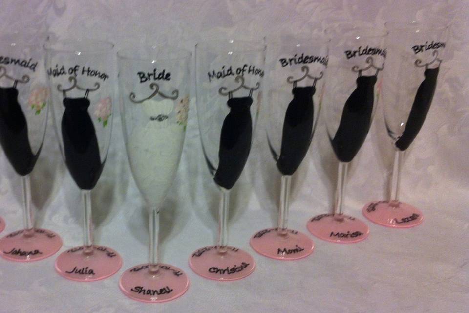 Painted champagne flute