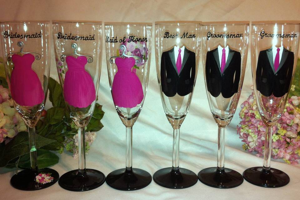 Painted champagne flute