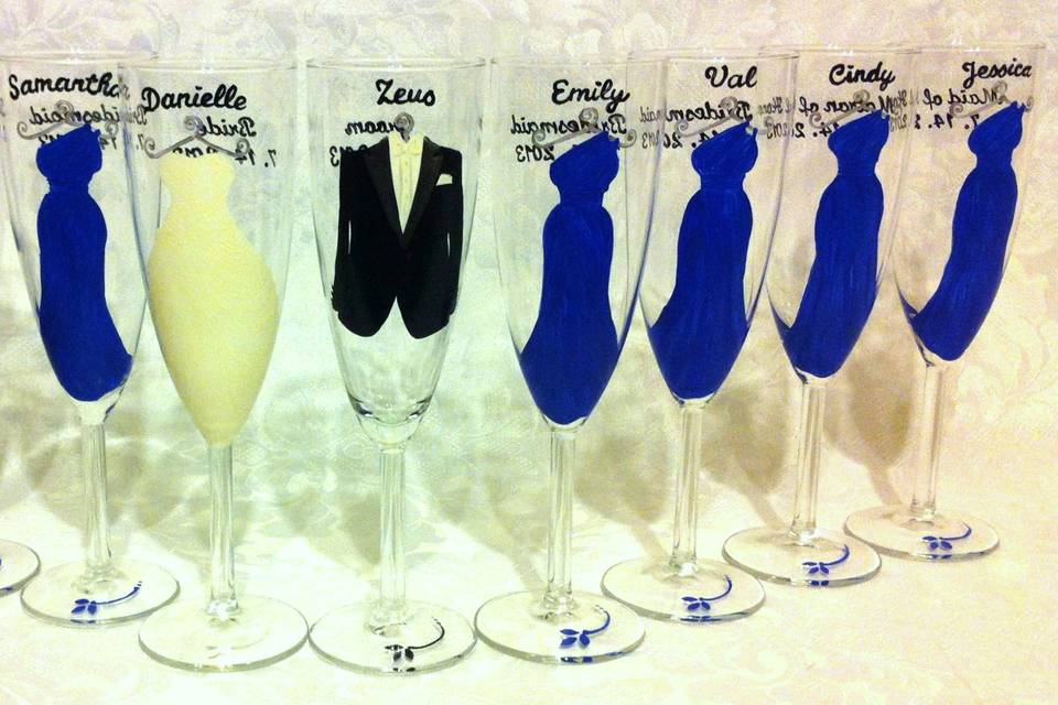 Painted champagne flute