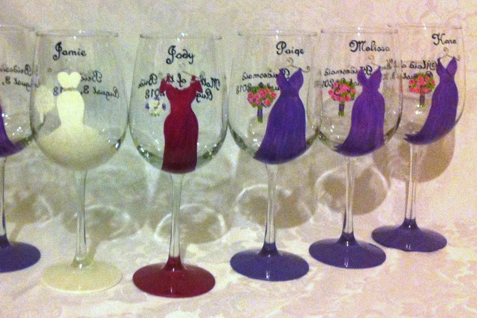 Painted wine glass