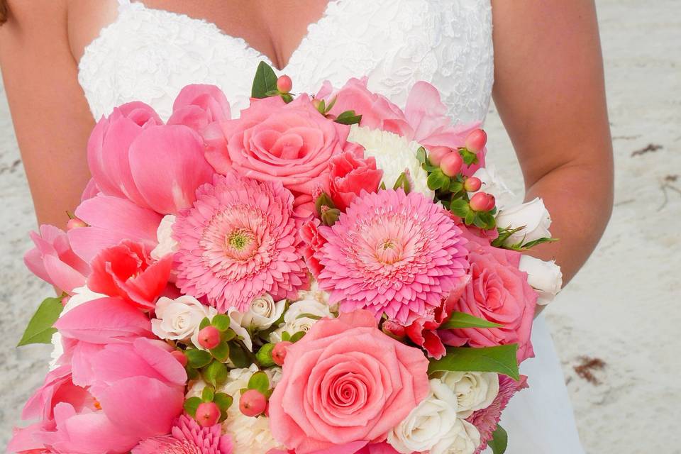 Coral charm bridal bouquet