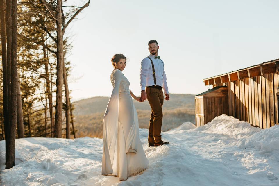 Winter Mountain Wedding, Maine