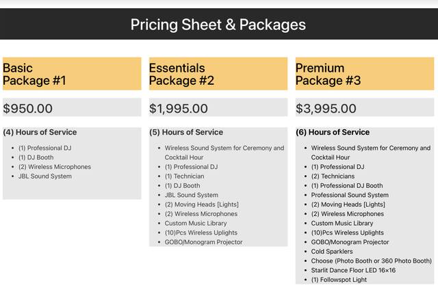 Prices 2026 💵