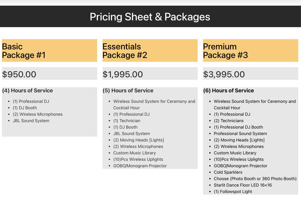 Prices 2026 💵