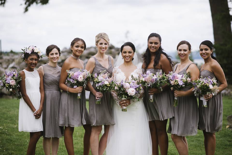 Bride and bridesmaids