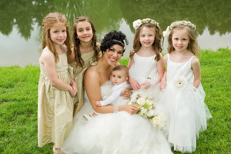 The bride and flower girls