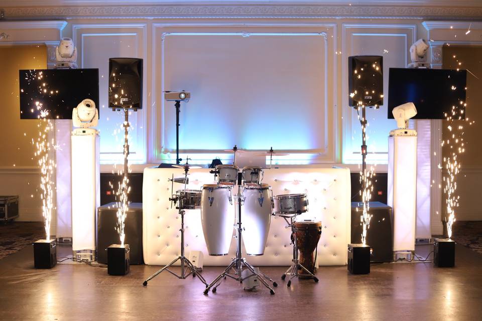 Bravura DJ Booth with sparks