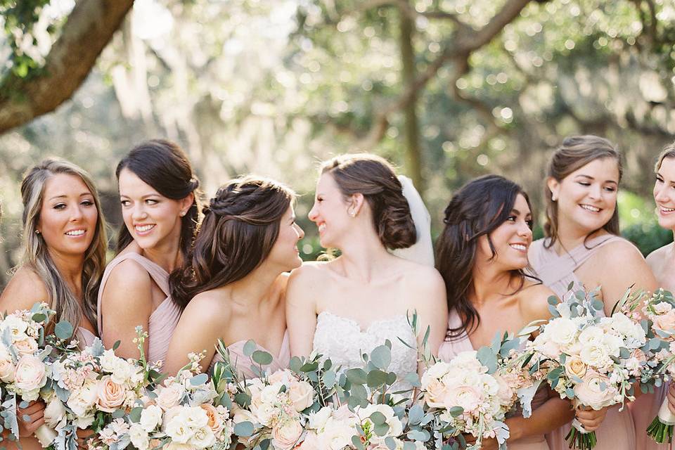 Bride and bridesmaids