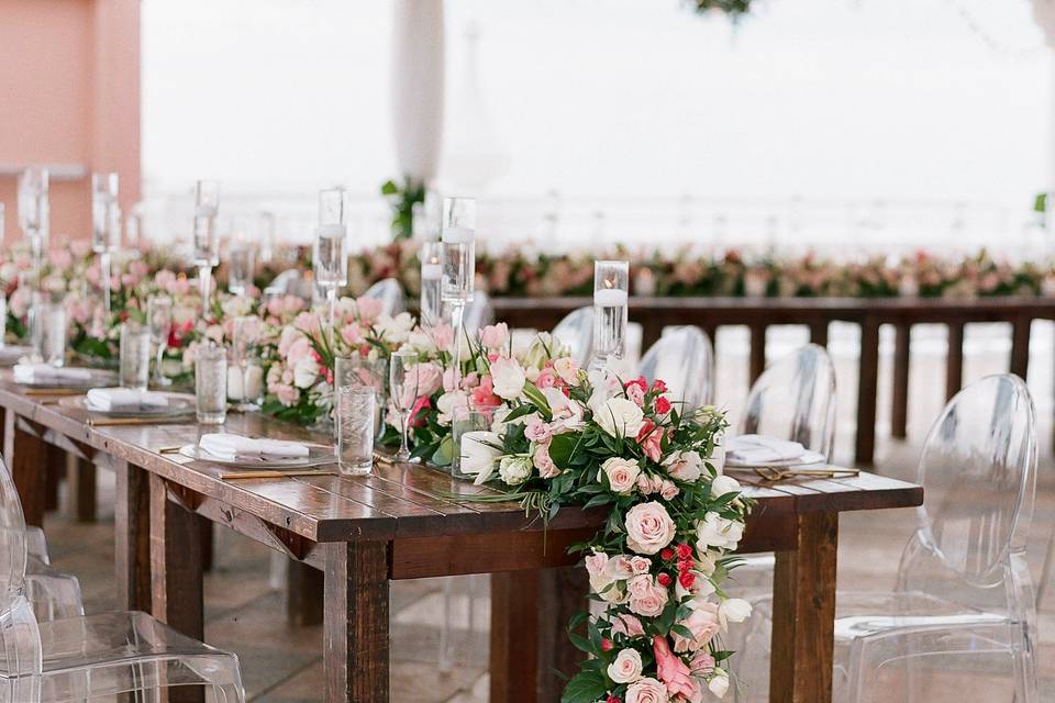 Wooden table setup