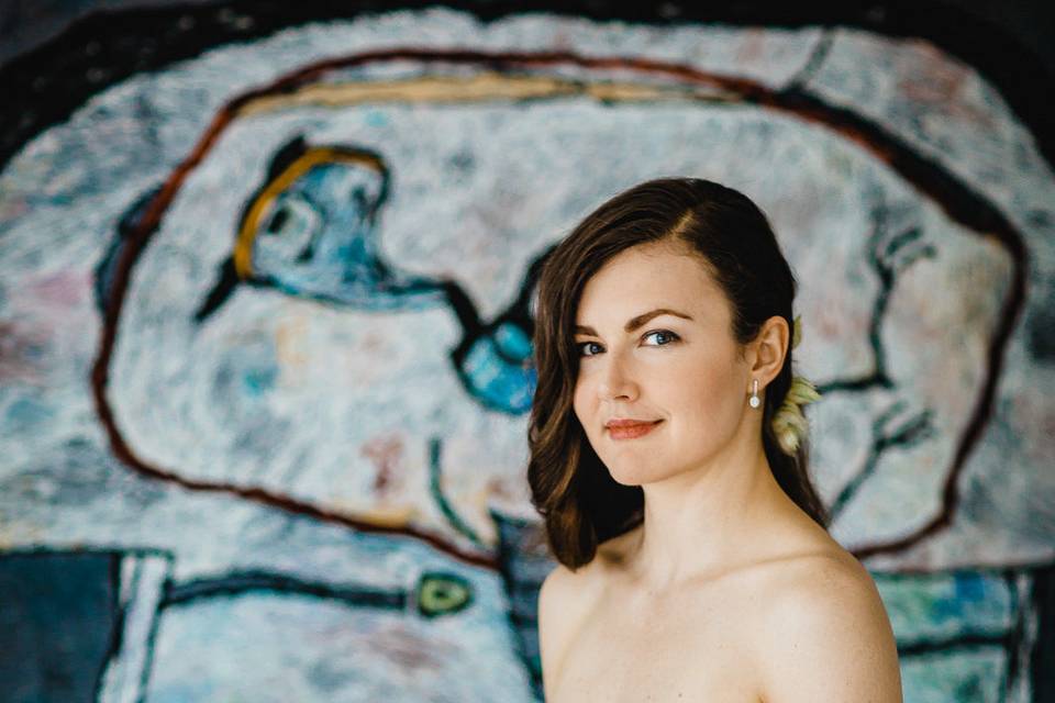 A bride at her downtown Seattle wedding.