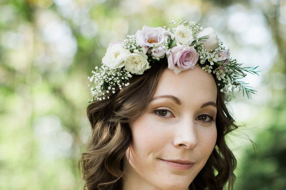 A Bridesmade during a wedding at Salish lodge.