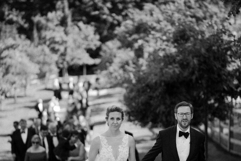 Newlyweds in black and white