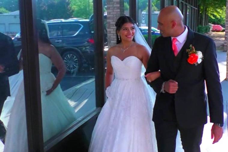 Bride and Groom walking