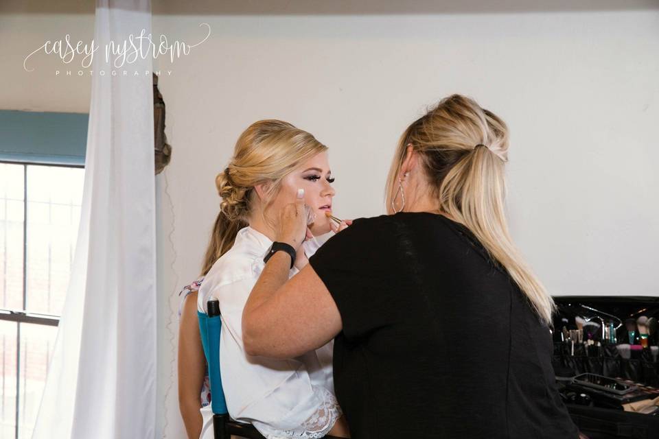 Prepping the bride