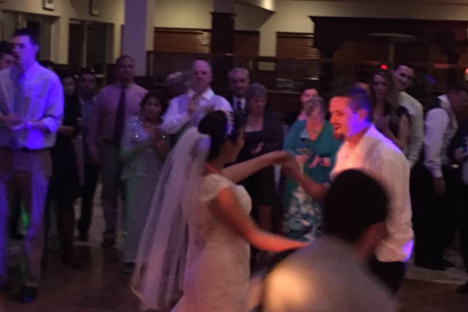 Newlyweds dancing