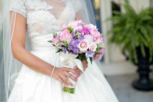 The bride holding her bouquet