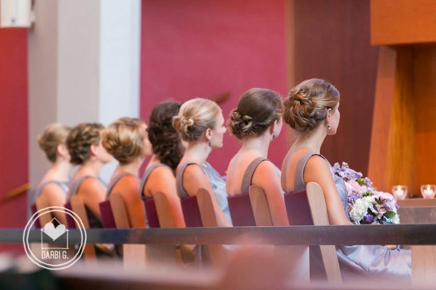 The bride holding her bouquet