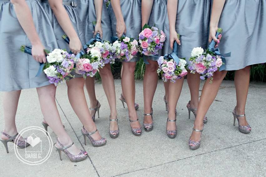 Bridesmaids with coordinating bouquets