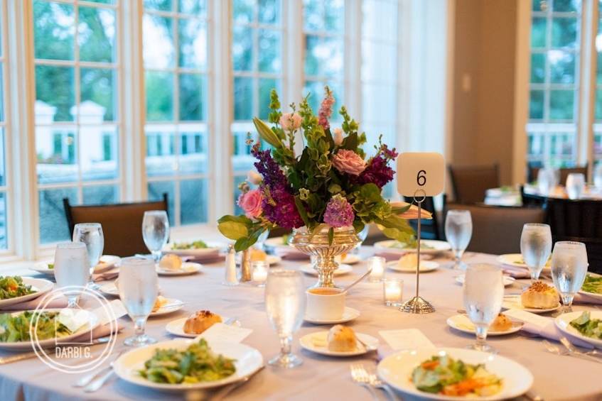 Table setup with centerpiece