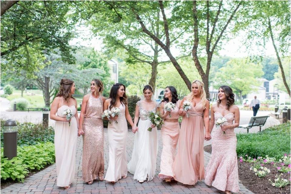 Bride with her bridesmaids