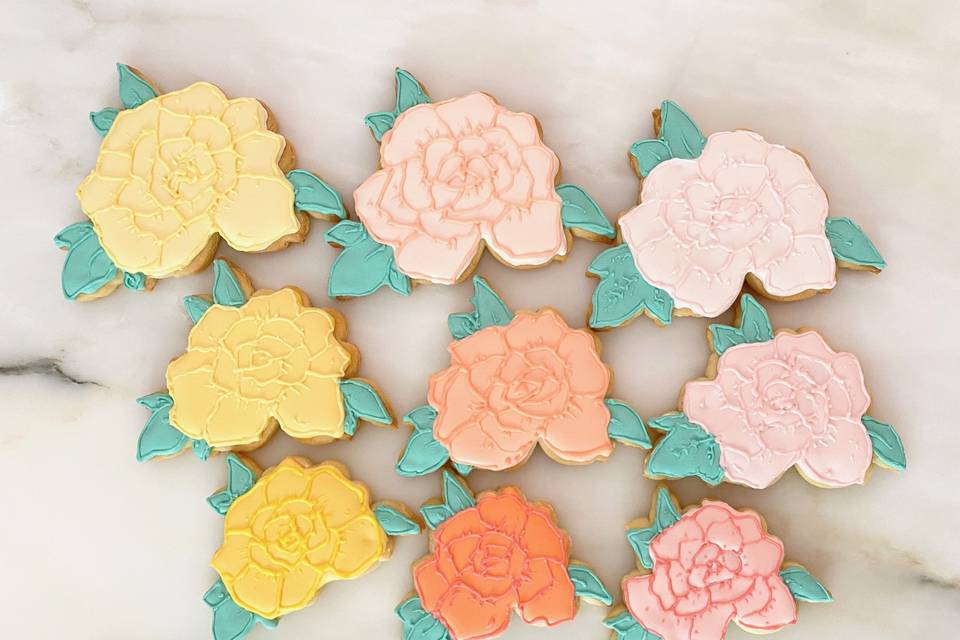 Roses and peonie cookies