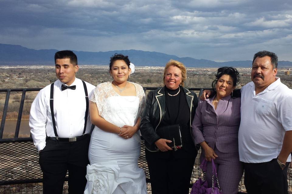 Couple with their guests