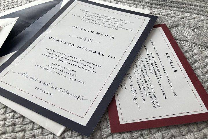 Two color digital printing custom invitation suite