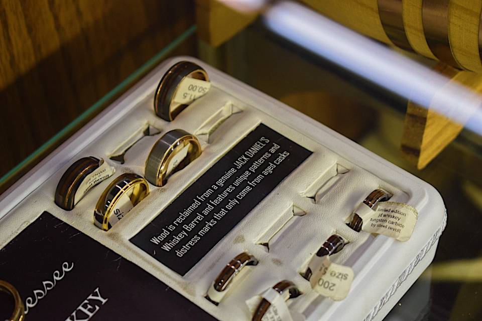 Wide variety of wedding bands.