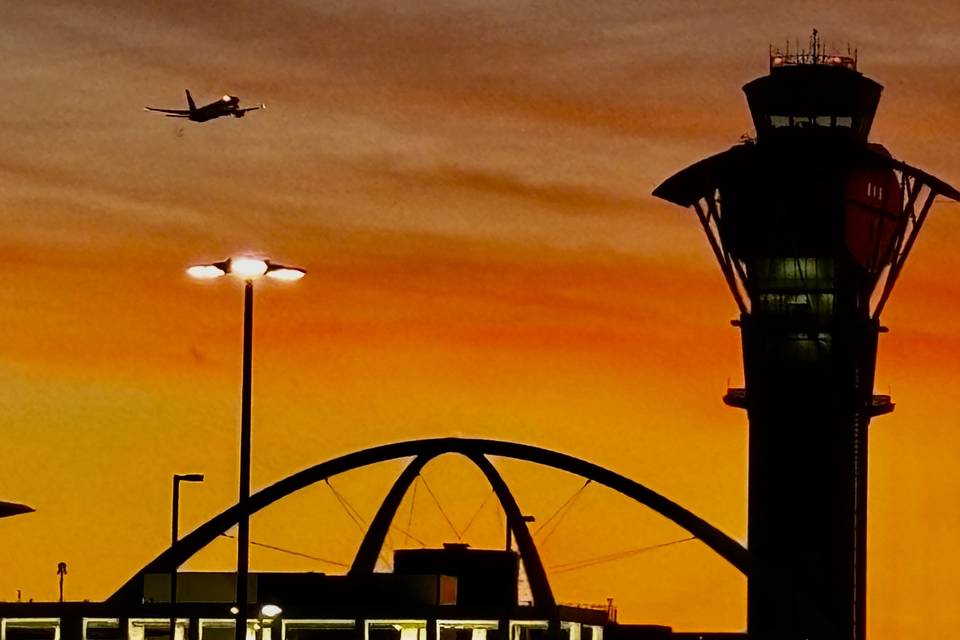 Sunset over airport