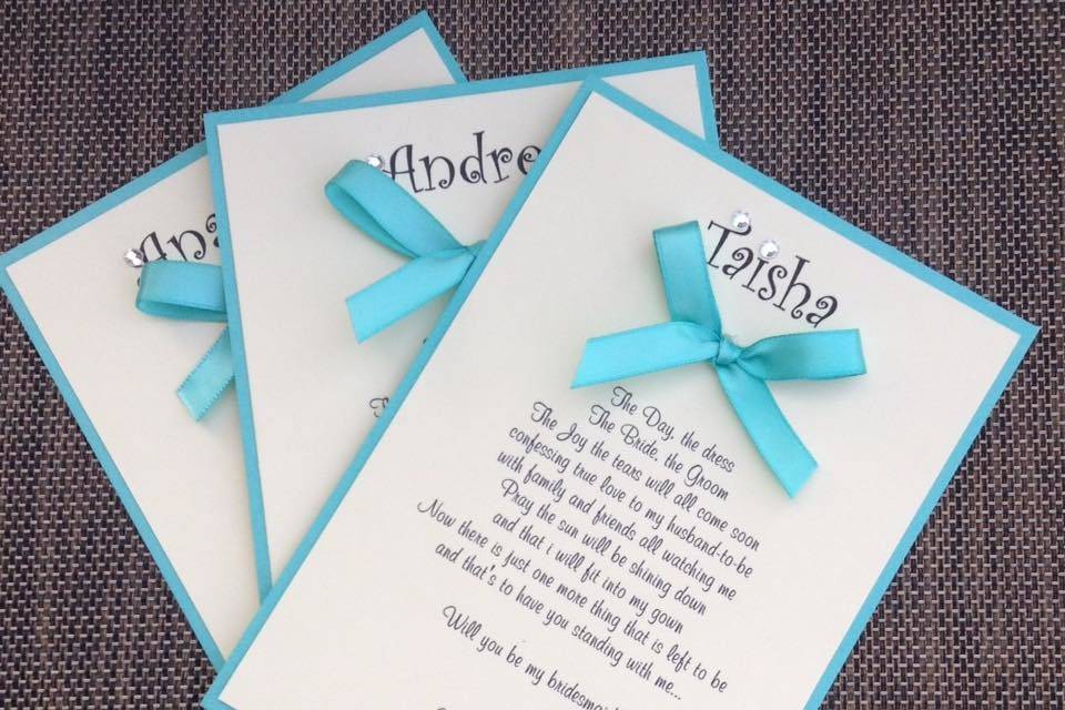 Turquoise will you be my bridesmaid card