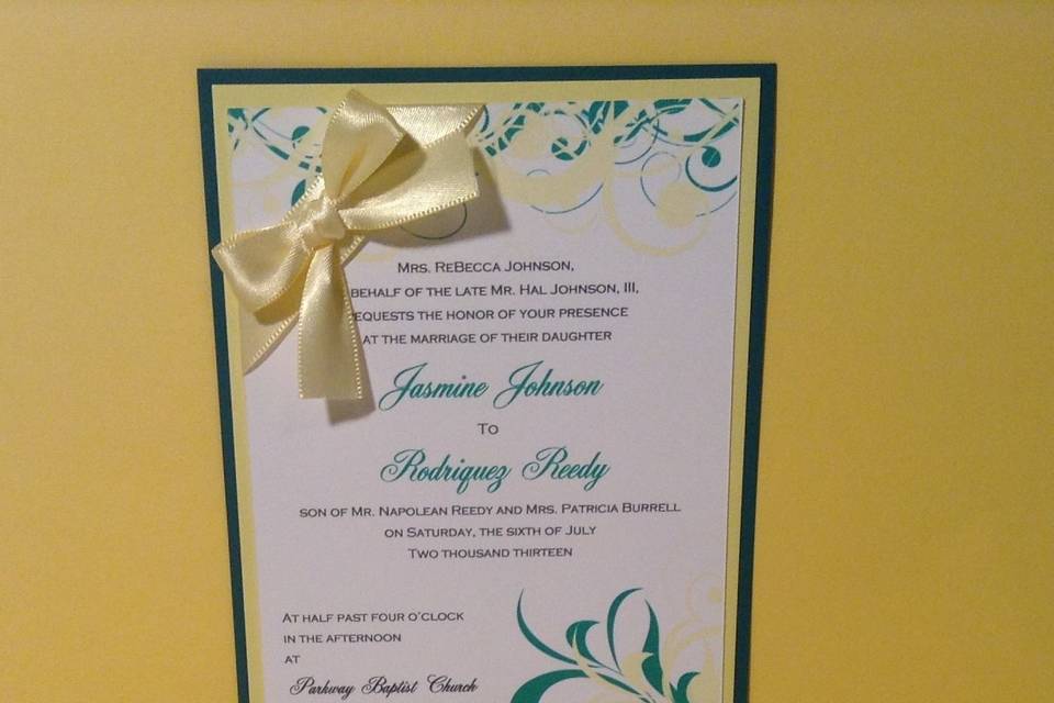 Banana yellow and green wedding invitation set