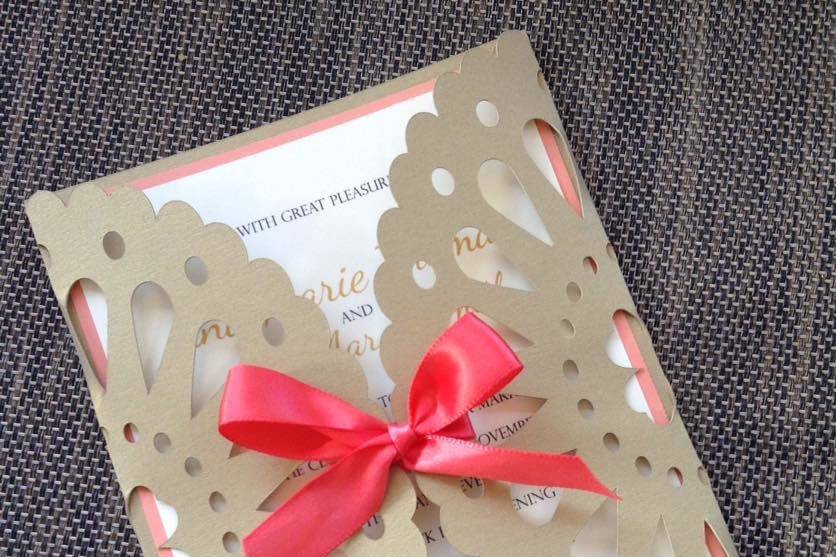 Gold Leaf Laser cut wedding invitation