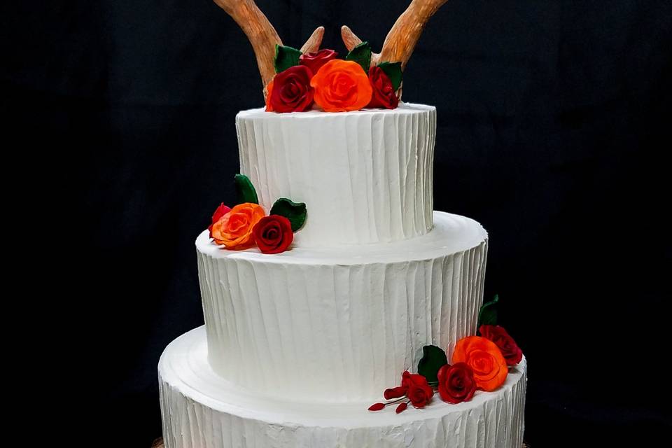 Rustic Antler Wedding Cake