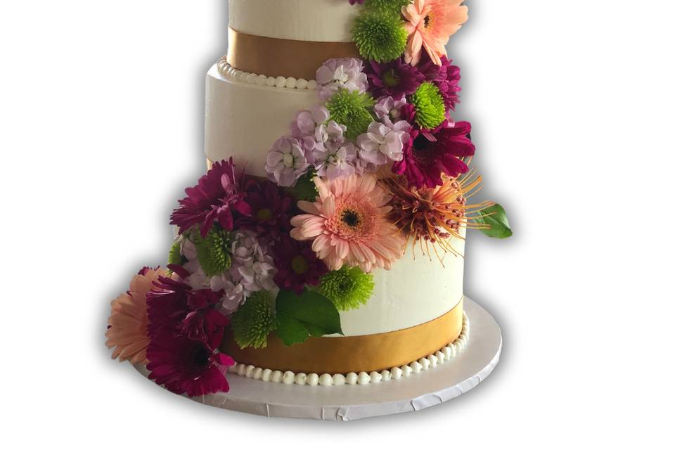 3 Tier Smooth Floral Cake