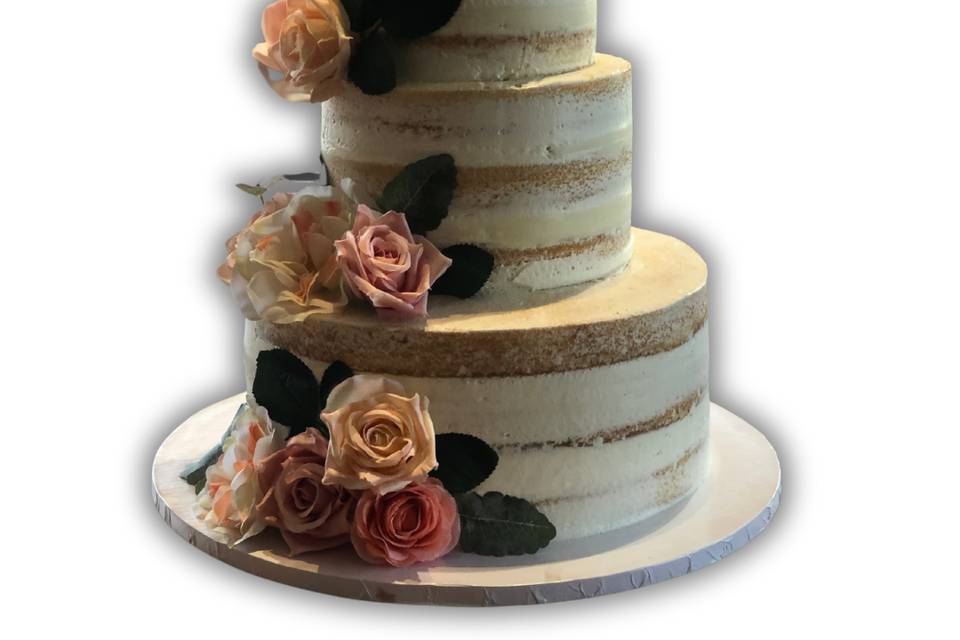 3 tier Semi Naked floral cake