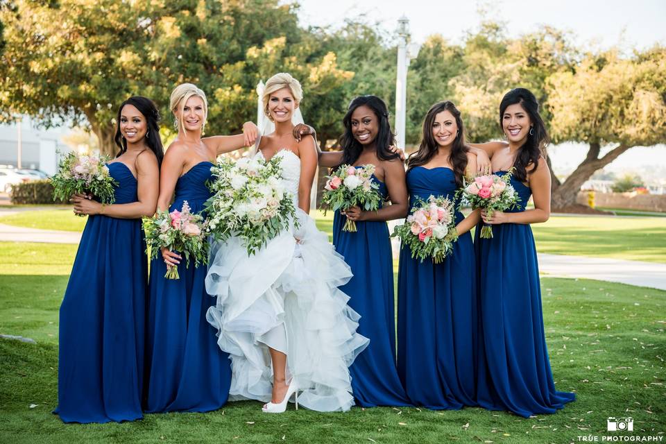 White & Coral Bouquets