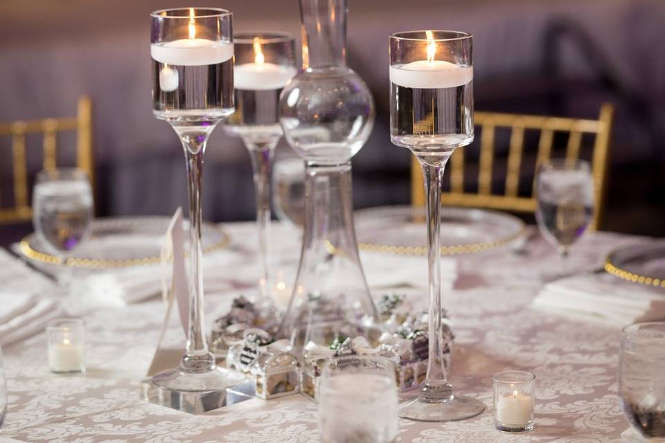 Blush table with candles