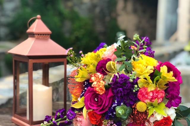 Colorful bridal bouquet.