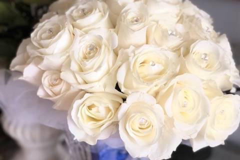 All white rose bouquet