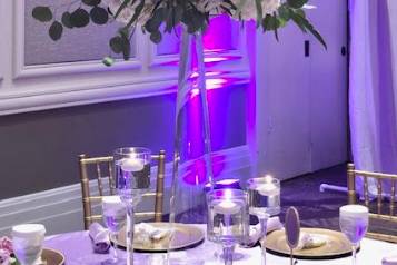 Purple tall centerpiece