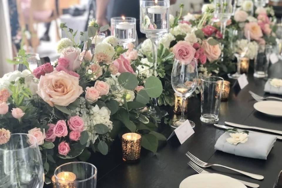 Floral garland with candles