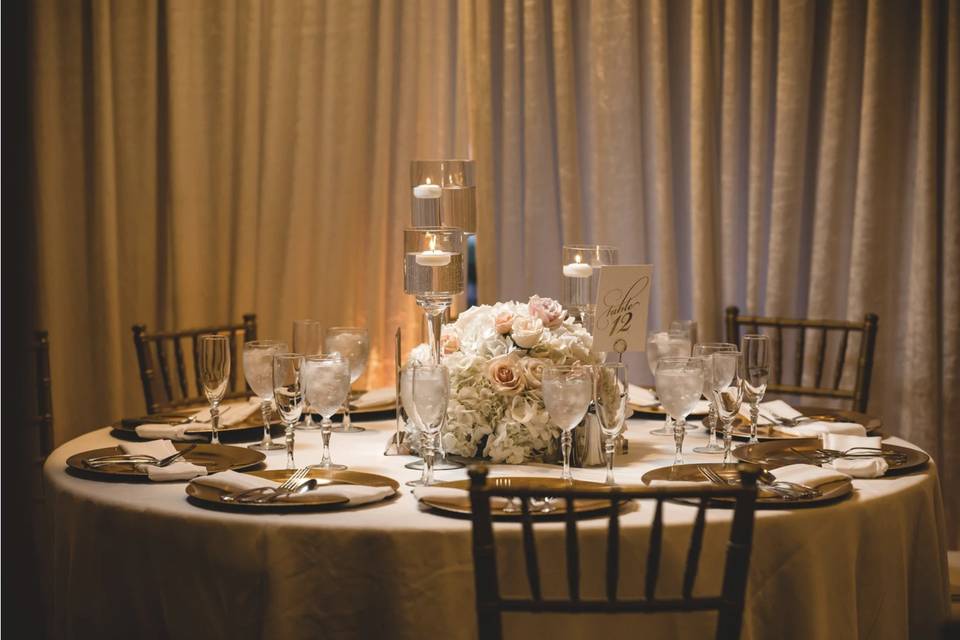 Blush table with candles