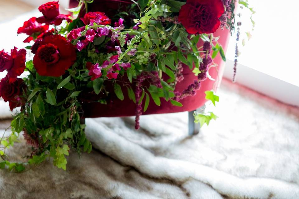 Velvet chair with roses