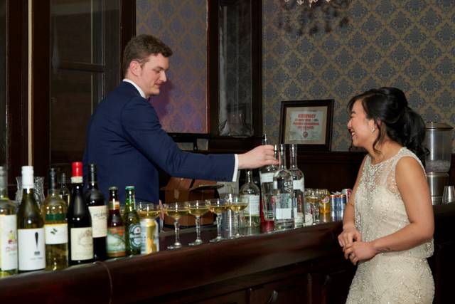Bride awaits a cocktail!