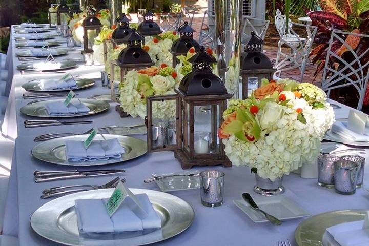 Table setup with candle centerpiece