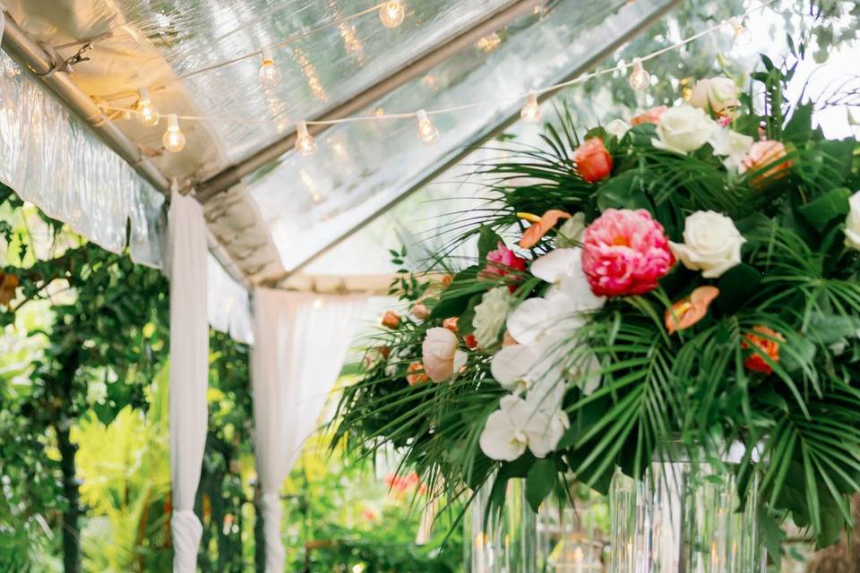 Reception tent set up