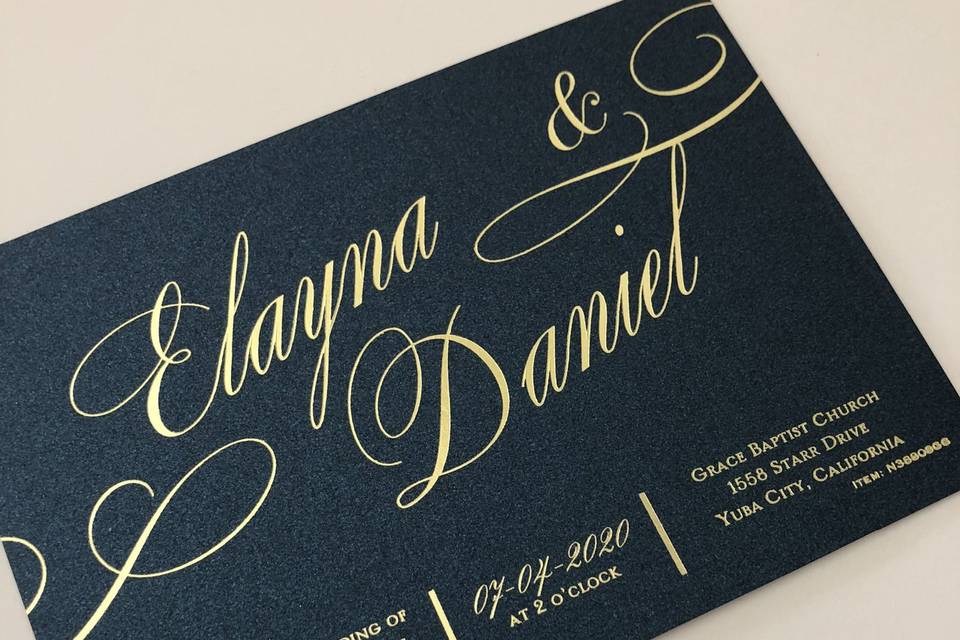 Gold foil on midnight blue